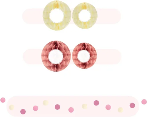 Vista 7 de EPIQUEONE Juego de pompones de papel de seda, decoración de fiesta de panal malva vibrante y bocanadas de papel, linternas malva y bolas decorativas
