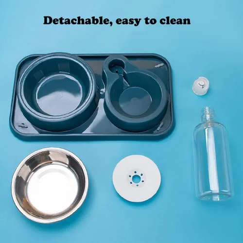 Vista 5 de Love Dream Cuencos dobles para perros y gatos, juego de cuencos de agua y alimentos 2 en 1 con dispensador automático de agua por gravedad, tazón