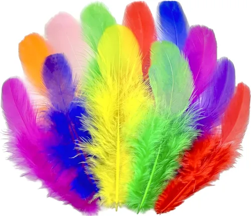 Vista 12 de 1600 plumas de gallo azules artesanales de 3 a 5 pulgadas a granel para manualidades de jardín de infantes, bodas, decoraciones de fiesta familiar