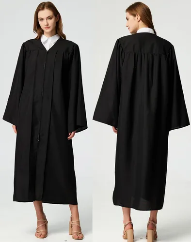 Vista 3 de MyGradDay Batas de coro unisex mate para iglesia, bautismo, oficiante, confirmación, vestido de graduación, bata de pastor y jueces Negro