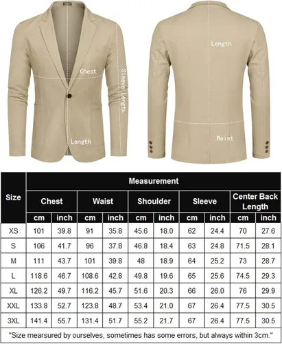 Vista 6 de Coofandy Abrigo deportivo casual para hombre ajuste regular ligero chaqueta de lino con un botón