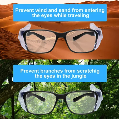 Vista 7 de 5 pares de protectores laterales para lentes de seguridad, protectores laterales deslizantes, se adaptan a marcos de anteojos medianos a grandes