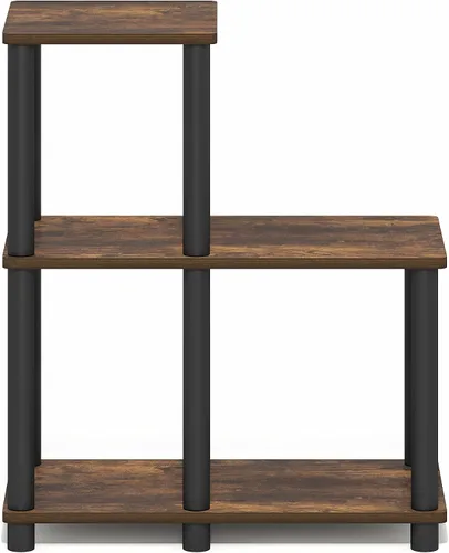 Vista 7 de Furinno Turn-N-Tube Estantes de almacenamiento, estante de 3 niveles con diseño de marco abierto, estante esquinero sin herramientas de 3 cubos