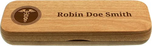 Vista 6 de Regalos personalizados para enfermeras, set personalizado de pluma de enfermera, regalo de madera de bambú grabado, 2 cajas de pluma