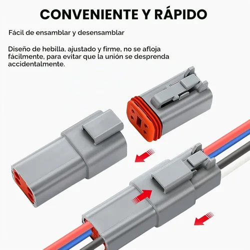 Vista 6 de Deutsch - Conector DT de 2 pines, 2 vías DT automotriz, impermeable, conector eléctrico macho hembra, arnés de cableado con cable de 16 AWG