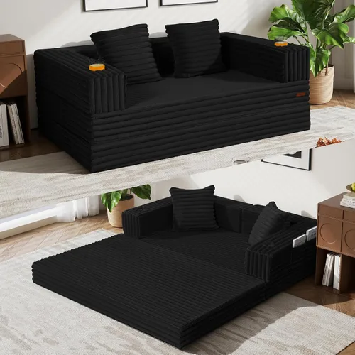 Vista 21 de COMAX Sofá cama futón, sofá cama convertible, sofás plegables sin hueso