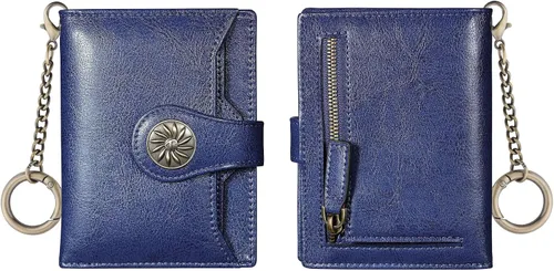 Vista 9 de Travelambo Rfid Wallet - Cartera de cuero para mujer, Azul profundo, Moda