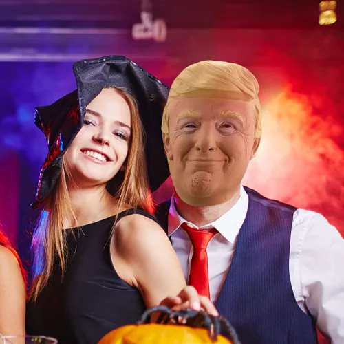 Vista 7 de Máscara de látex para la cabeza de Halloween, candidato presidencial republicano Trump & Joe Biden, máscara de goma de cabeza completa para anciano