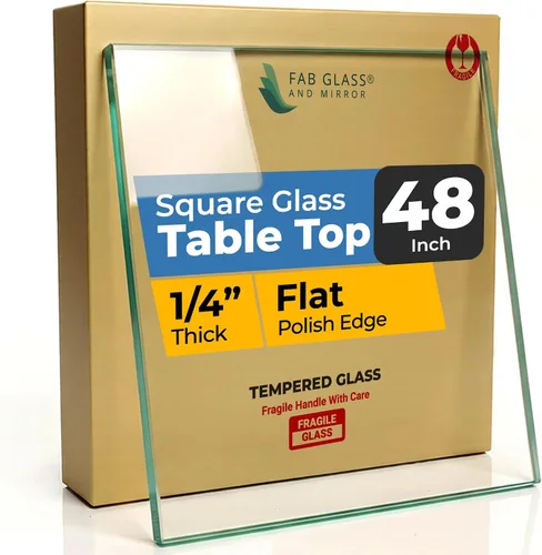 Vista 32 de Mesa de vidrio templado transparente de 12 pulgadas, borde biselado cuadrado con 1/2 pulgada de grosor para comedor, café o mesas auxiliares por Fab