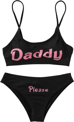 Vista 6 de YiZYiF Conjunto de lencería para mujer, 2 piezas, Yes Daddy
