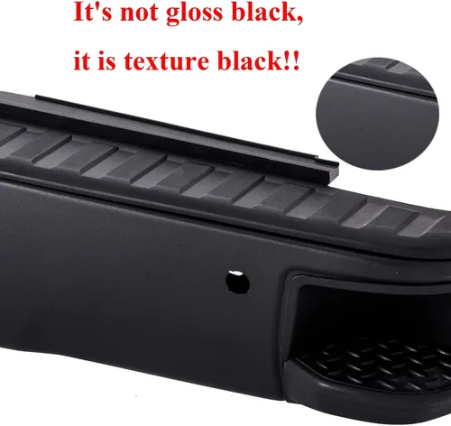 Vista 4 de Conjunto de parachoques de escalón trasero negro compatible con Chevy Silverado GMC Sierra 1500 2014-2018 SIN ORIFICIO DE SENSOR