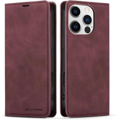 Vista 63 de QLTYPRI Funda tipo cartera para iPhone Air, 3 tarjeteros, color negro Funda de piel sintética de alta calidad, cierre magnético, soporte