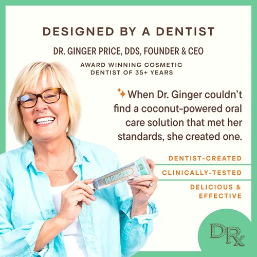 Vista 8 de Dr. Ginger - Bolígrafo blanqueador de aceite de coco con xilitol, menta de coco, 0.35 onzas Coconut Powered Whitening, Coconut Oil, Xylitol