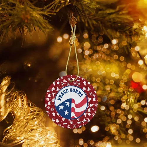 Vista 5 de Peace Corps Adornos de Navidad, adornos de cerámica redondos de porcelana, adorno de árbol de Navidad, oficina, decoración del hogar, recuerdos