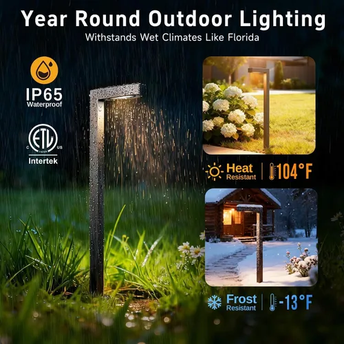 Vista 5 de Gardenreet Luces de camino de paisaje de latón, luces de camino de bajo voltaje de 12 V con cable, luces de jardín al aire libre LED impermeables