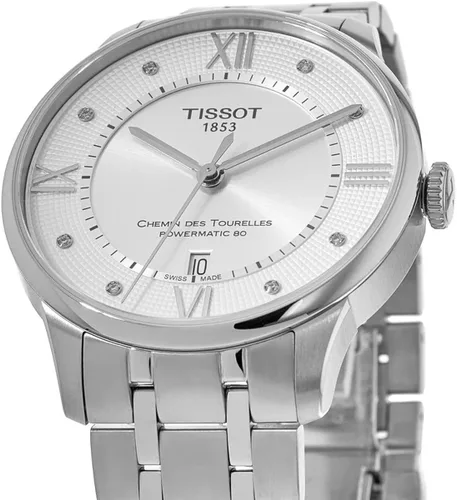 Vista 4 de Tissot Reloj de vestir de acero inoxidable Chemin Des Tourelles para hombre, color gris T0994071103300, Gris, Contemporáneo