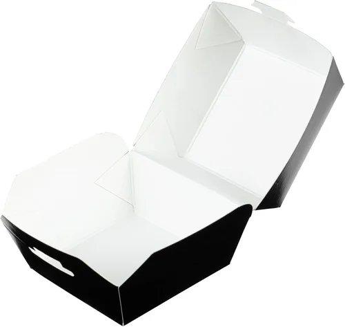 Vista 15 de Restaurantware Mini cajas de hamburguesas de 2.5 x 2.5 x 2 pulgadas, 100 recipientes de alimentos con tapa con bisagras, cajas desechables de papel