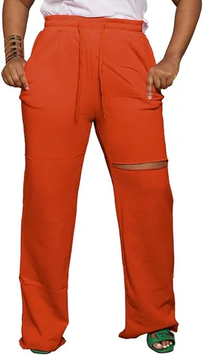 Vista 6 de PINSV Pantalones de pierna ancha para mujer, con cordón, holgados, casuales