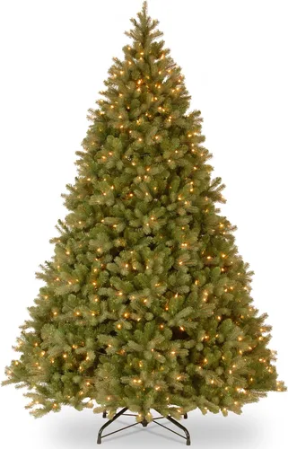 Vista 8 de National Tree (PEDD1–312–100) Douglas Árbol de navidad de tacto casi real con caída posterior y bisagras, 1000 luces claras