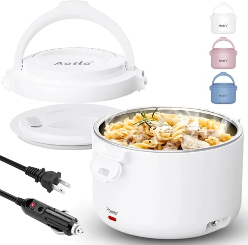 Vista 7 de Aotto Lonchera eléctrica, calentador de alimentos portátil de 32 oz, calentador de almuerzo portátil para trabajo/oficina/automóvil/viajes