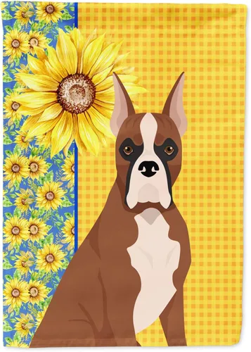 Vista 291 de Caroline's Treasures WDK5313GF Bandera de jardín con diseño de girasoles de verano, color negro y tostado, Airedale Terrier para buzón, bandera