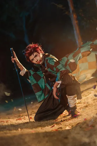 Vista 2 de CR ROLECOS - Disfraz de cosplay de anime Tanjirou, Zenitsu y Giyuu, traje estilo kimono