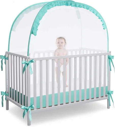 Vista 17 de L RUNNZER Tienda para Pack N Play, Tienda para Cuna de Bebé para Evitar que el Bebé se Escape Trepando, Red Emergente para Cunas para Pack and Play