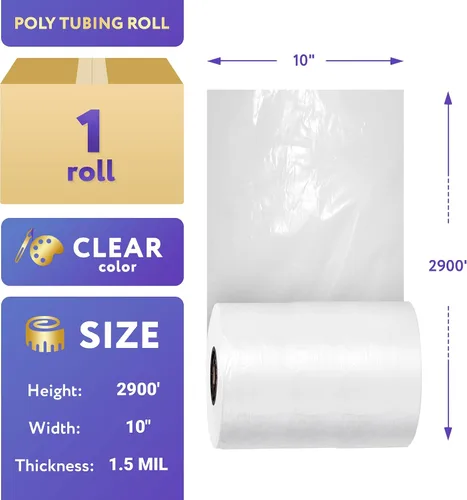 Vista 2 de APQ - Rollo de tubo de polietileno, transparente de 10 pulgadas x 2900 pies. Grosor 1.5 mil. Embalaje de polietileno para artículos