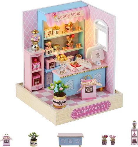 Vista 17 de Flever Kit de casa de muñecas en miniatura para bricolaje, habitación creativa con muebles para un regalo romántico de San Valentín