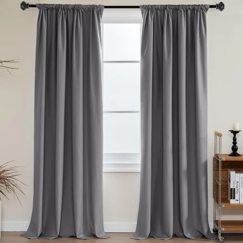 Vista 21 de H.VERSAILTEX Cortinas 100% de opacidad para cocina, con aislamiento térmico, cortinas opacas completas con forro blanco, cortinas de eficiencia