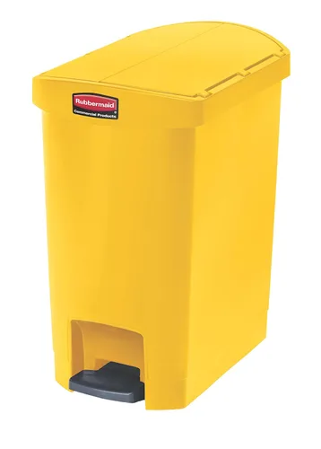Vista 31 de Rubbermaid Commercial Products - Bote de basura Streamline Slim con pedal Papelera de plástico, 4 galones (15 litros), color rojo, con manos