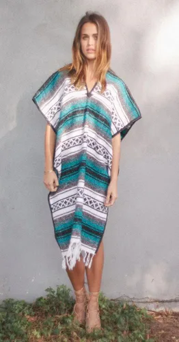 Vista 14 de Del Mex Poncho clásico de manta mexicana