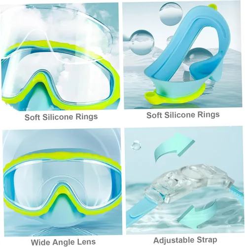 Vista 4 de 2PCS Kids Goggles with Nose Cover, HD Wide View Anti-Fog Toddler Swim Goggles, No Leak Adjustable Clip on Swim Mask for Kids Youth 4-16 Toddler