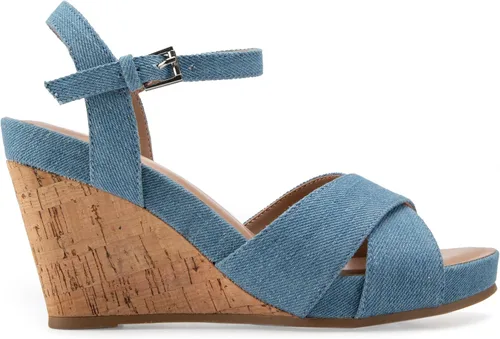 Vista 6 de Aerosoles PASTEL Sandalia de cuña, denim, 7.5M, Azul (Denim)