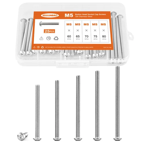Vista 5 de Tornillos de cabeza de botón M3 x 4 mm, 6 mm, 8 mm, 10 mm, 12 mm, tornillos de cabeza de botón, acero inoxidable 304, totalmente roscado, unidad
