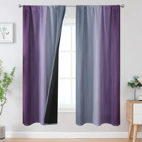 Vista 60 de Estelar Textiler Cortinas oscurecedoras beige y blanco grisáceo de 45 pulgadas de largo, cortinas graduadas con bloqueo de luz para baño, cortinas