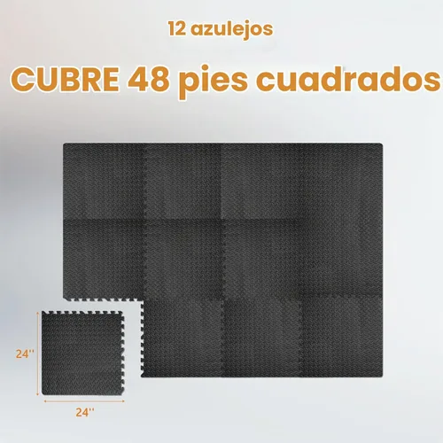 Vista 3 de GWT Baldosas para Suelo de Gimnasio en Casa, Alfombrilla de Ejercicio de Rompecabezas Entrelazadas de EVA para Equipo de Entrenamiento, Protección