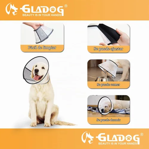 Vista 6 de Collar de cono suave para perro, 2 piezas (para tamaño exacto) cono de plástico flexible para perros después de la cirugía, collar de recuperación