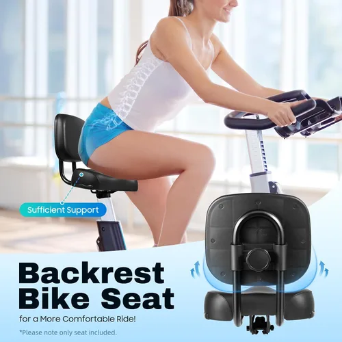 Vista 3 de Asiento de bicicleta con respaldo de gran tamaño, cómodo, repuesto de silla de montar de bicicleta, espuma viscoelástica suave, acolchado de piel