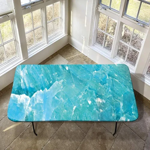 Vista 13 de XISUNYA Mantel de poliéster elástico ajustable con diseño de mármol, 24 x 36 pulgadas, mantel rectangular para mesa plegable de 3 pies, tonos