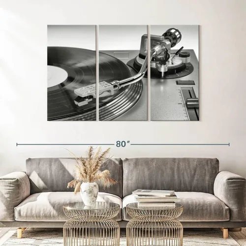 Vista 159 de Elephant Stock BW - Reproductor de discos de vinilo para pared, lienzo horizontal, decoración de pared de sala de estar de 3 piezas, impresión