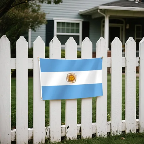Vista 6 de Bandera argentina de 3 x 5 pies para fiestas, desfiles, eventos deportivos, fiestas patrióticas, decoración interior y exterior