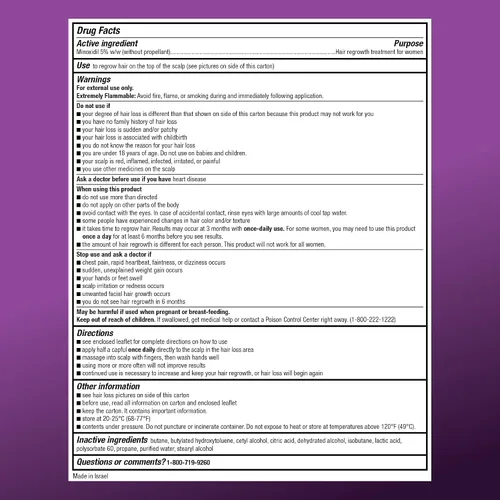 Vista 6 de Amazon Basic Care Tratamiento de crecimiento del cabello para mujeres, espuma de aerosol tópico al 5 % de Minoxidil, sin perfume, clínicamente