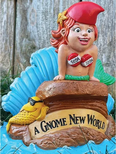 Vista 4 de BigMouth Inc Little Mer-gnome - Estatua de gnomo de jardín, divertida figura para césped y patio al aire libre, decoración de escultura de regalo