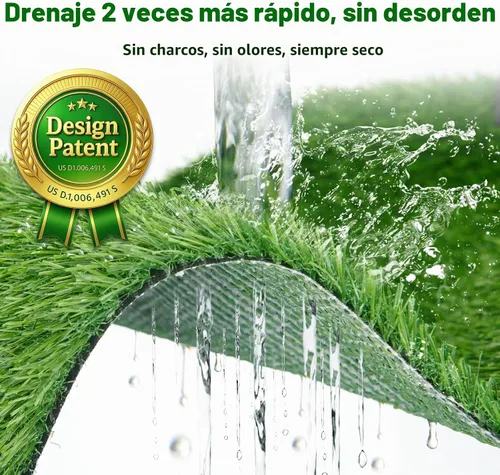 Vista 3 de Almohadilla de césped artificial para orina de perro, 18.75 x 15 pulgadas, paquete de 2, lavable para interiores, césped de repuesto para cachorros