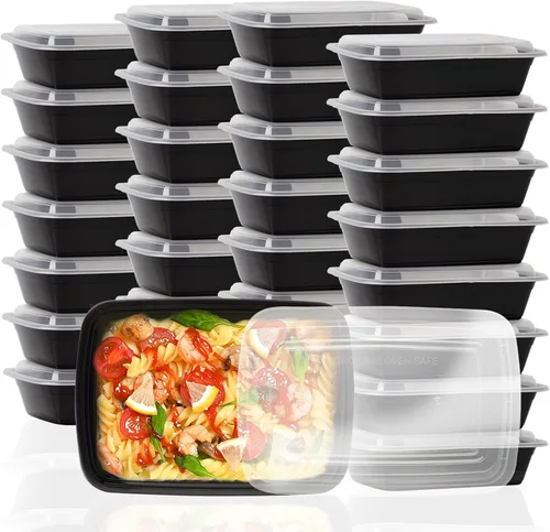 Vista 8 de Ezalia Paquete de 15 recipientes de preparación de comidas reutilizables de 24 onzas, recipientes de plástico para preparación de alimentos