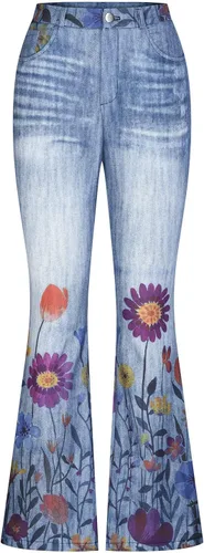 Vista 3 de Pantalones de correr para mujer, pantalones de yoga atléticos, pantalones acampanados con corte de bota, leggings hippie, con bolsillos, sin jeans