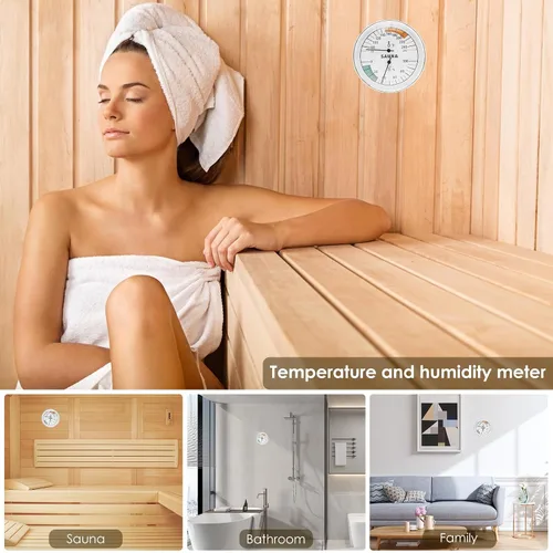 Vista 6 de Termómetro e higrómetro de sauna preciso, medidor de temperatura de sauna versátil para interiores, monitor de humedad para el hogar, sala de sauna