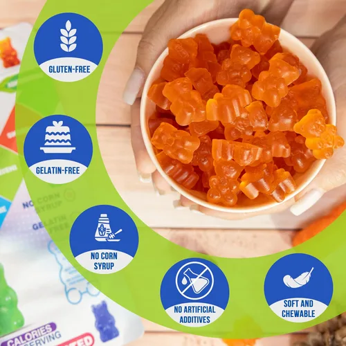 Vista 2 de Ashwagandha and Lions Mane - Gomitas de hongos para adultos – Orgánicas – Reishi, Maitake, Chaga, Cordyceps, Shiitake, cola de pavo – Apoyo
