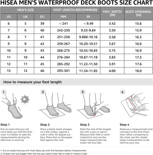 Vista 2 de HISEA Botas de cubierta para hombre, botas de pesca de agua salada, impermeables, botas de lluvia de alta tracción